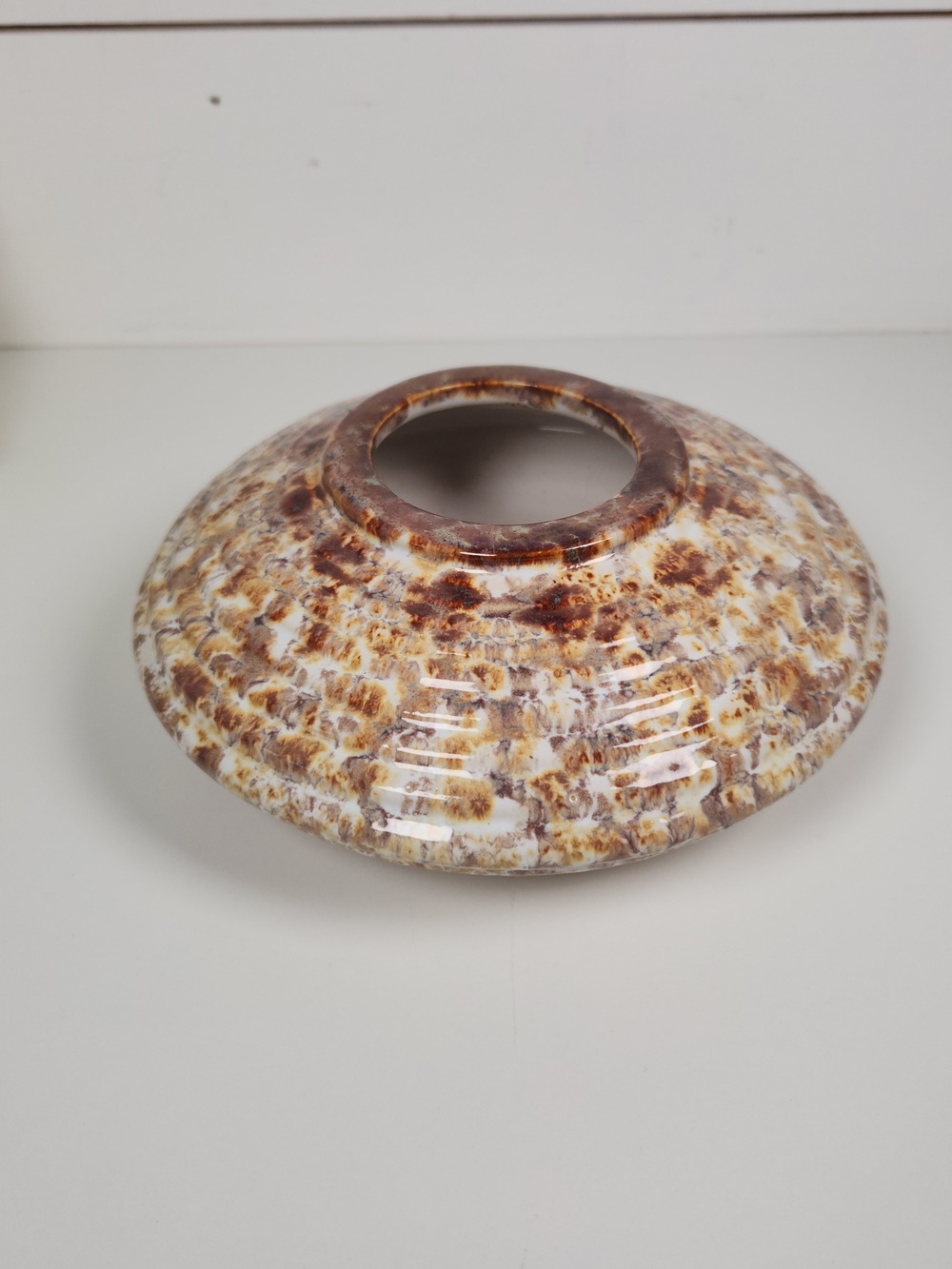 Vintage Signed Pottery Vessel | Brown Cream Speckled Studio Art | Southwestern
